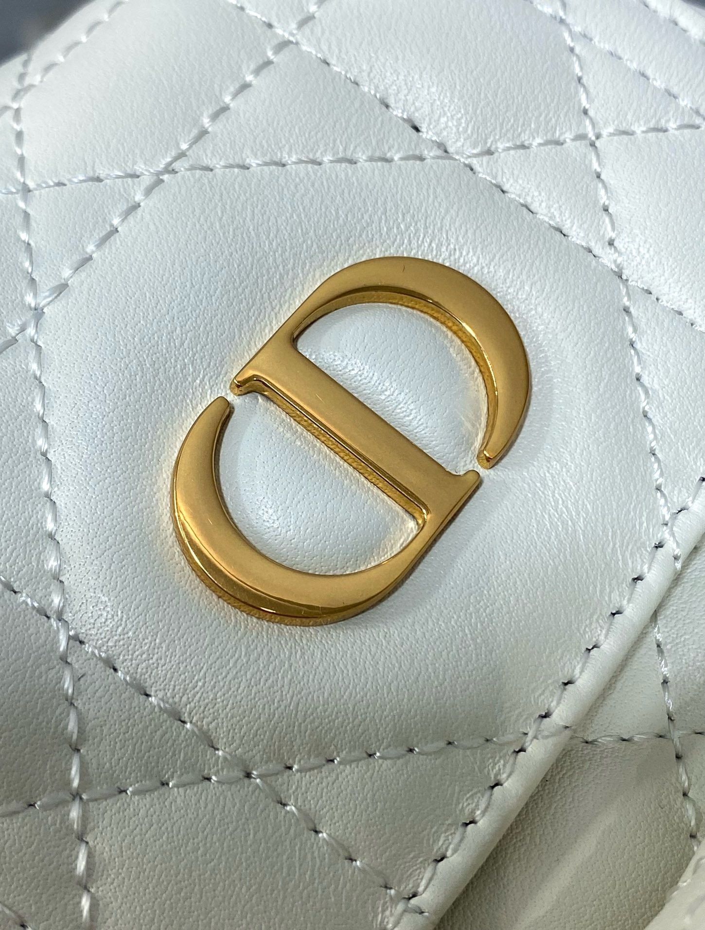 D*or caro small backpack in white macrocannage lambskin