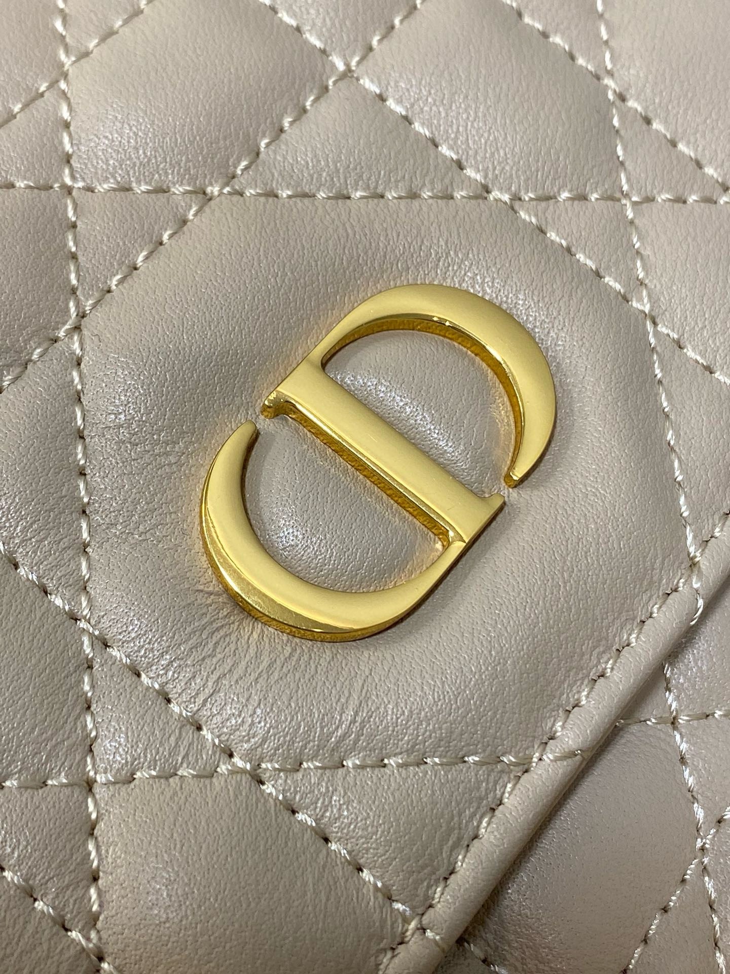 D*or caro medium backpack in beige macrocannage lambskin