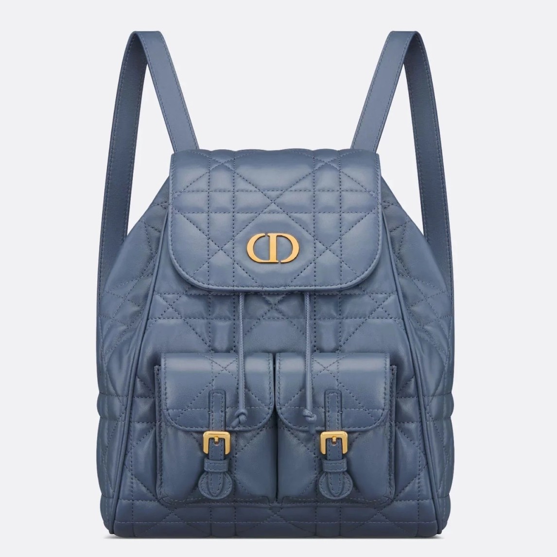 D*or caro medium backpack in blue macrocannage lambskin