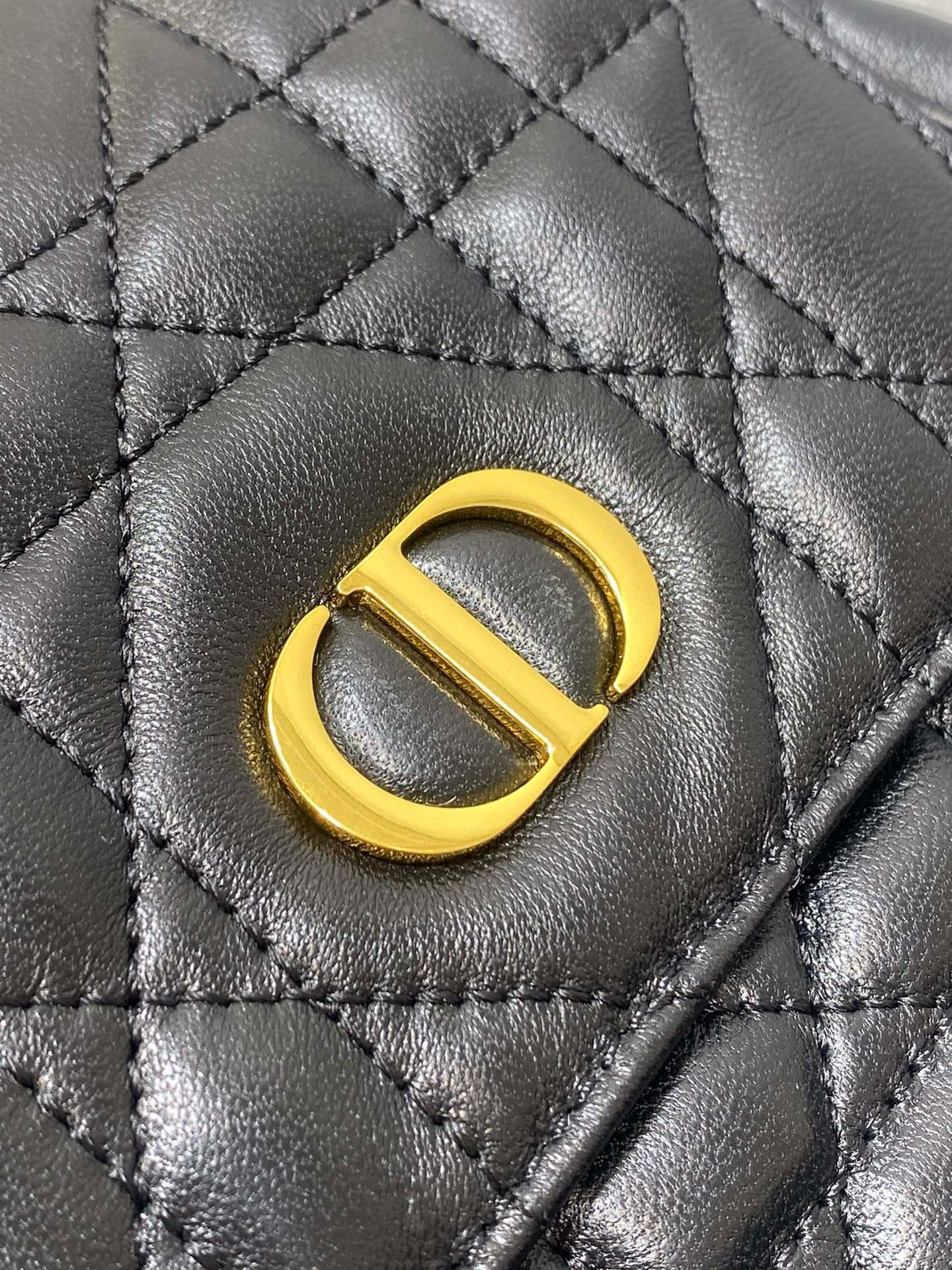 D*or caro medium backpack in black macrocannage lambskin
