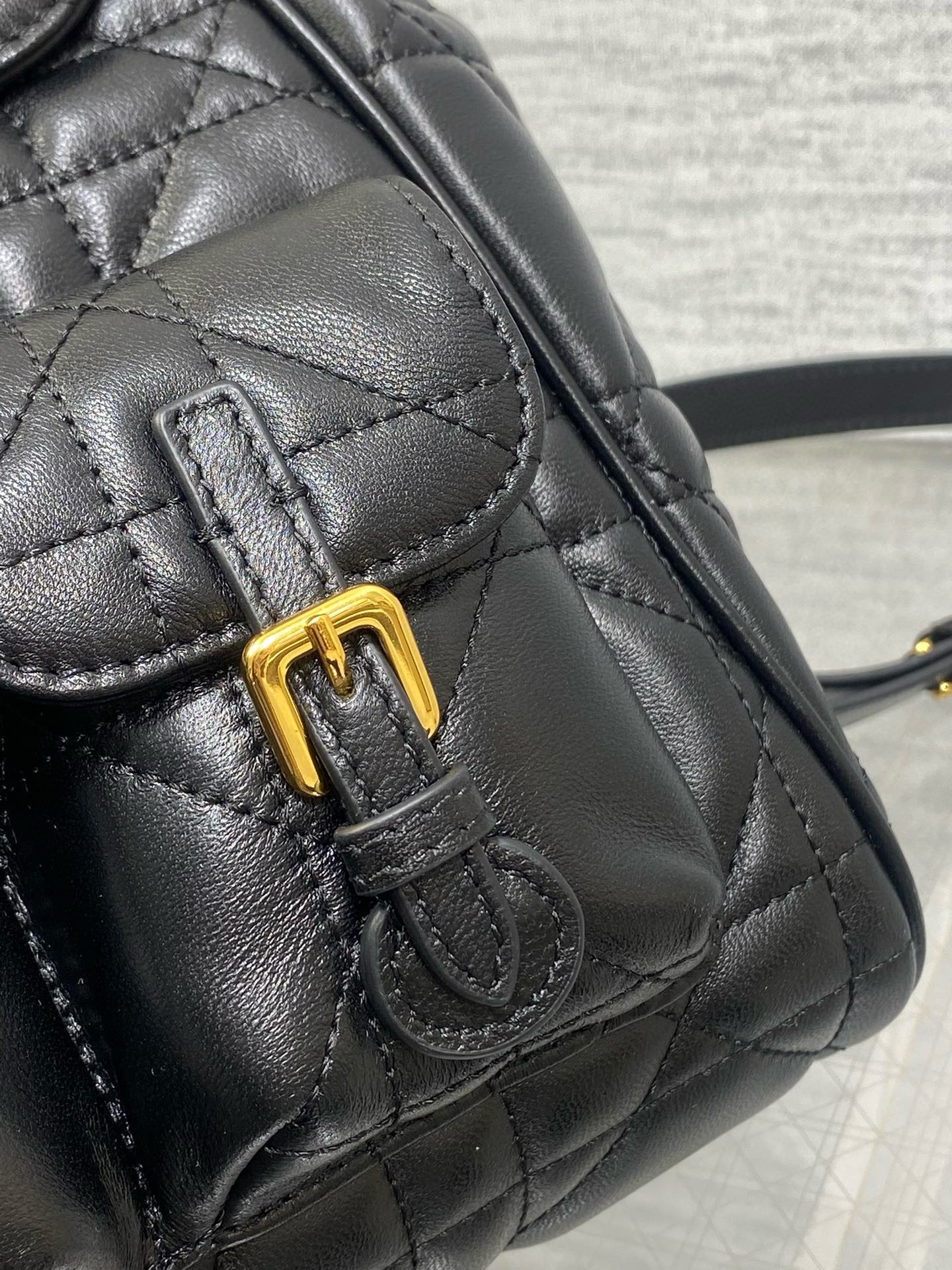D*or caro medium backpack in black macrocannage lambskin