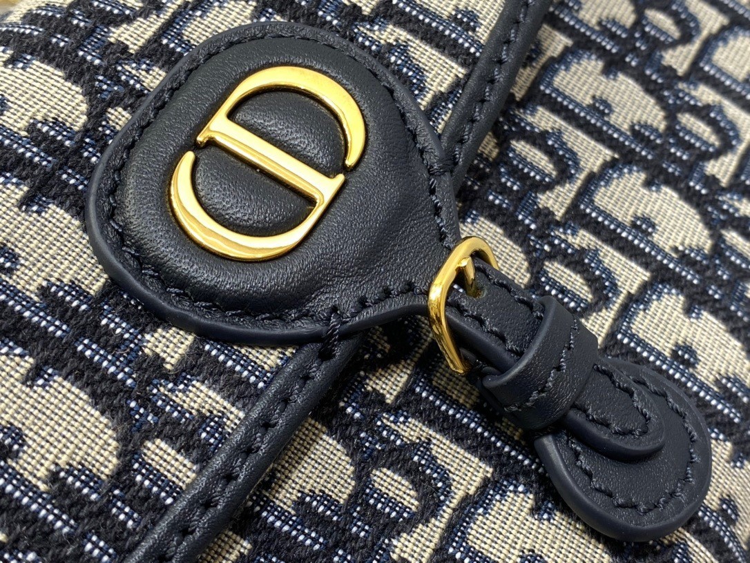 D*or bobby east-west chain pouch in blue oblique jacquard