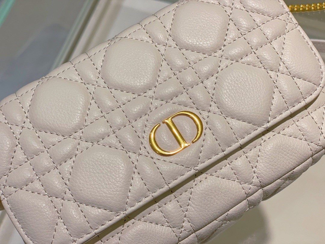 D*or caro pouch in white cannage calfskin