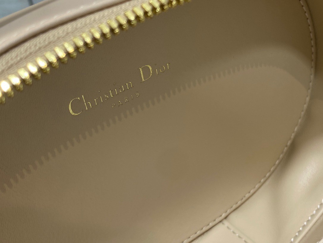 D*or cd signature oval camera bag in beige calfskin