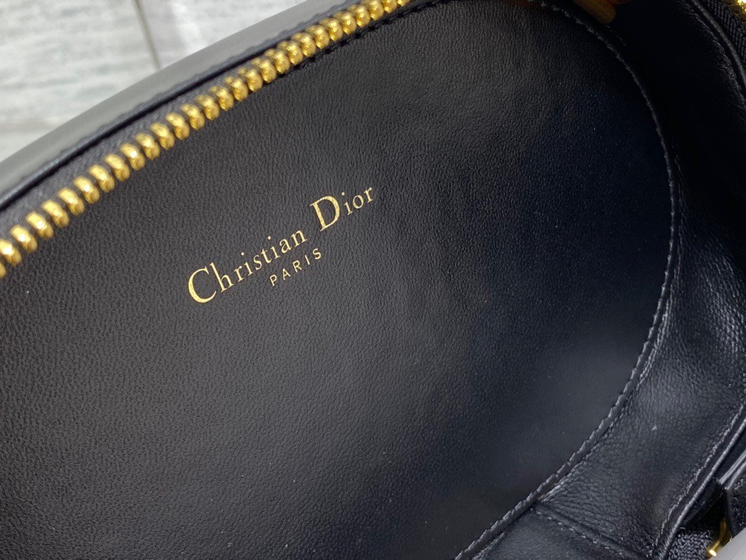 D*or cd signature oval camera bag in black calfskin