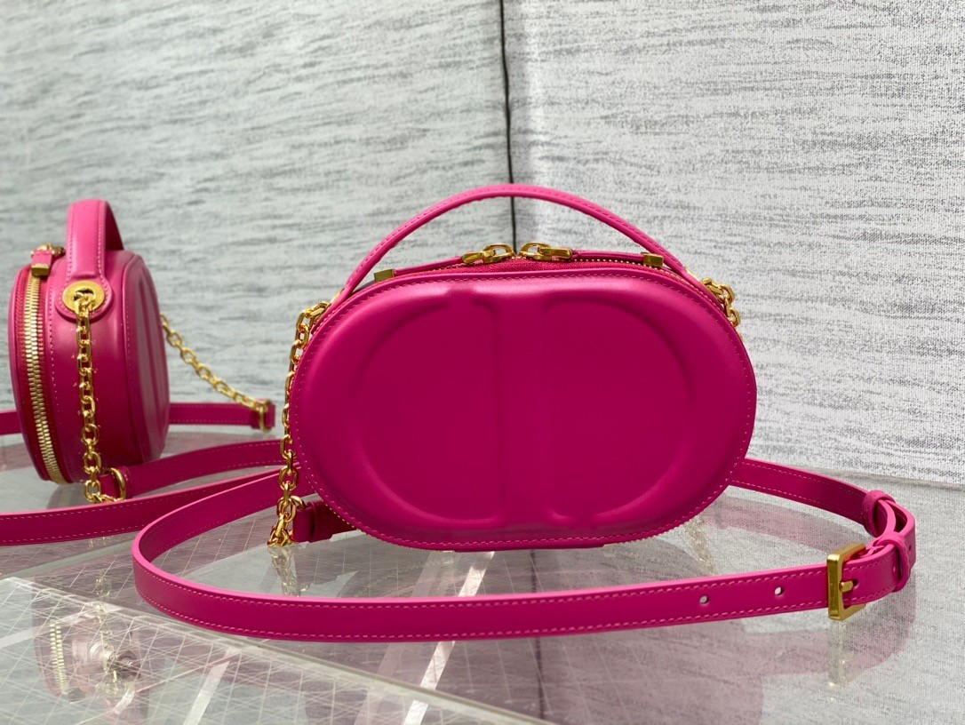 D*or cd signature oval camera bag in rani pink calfskin