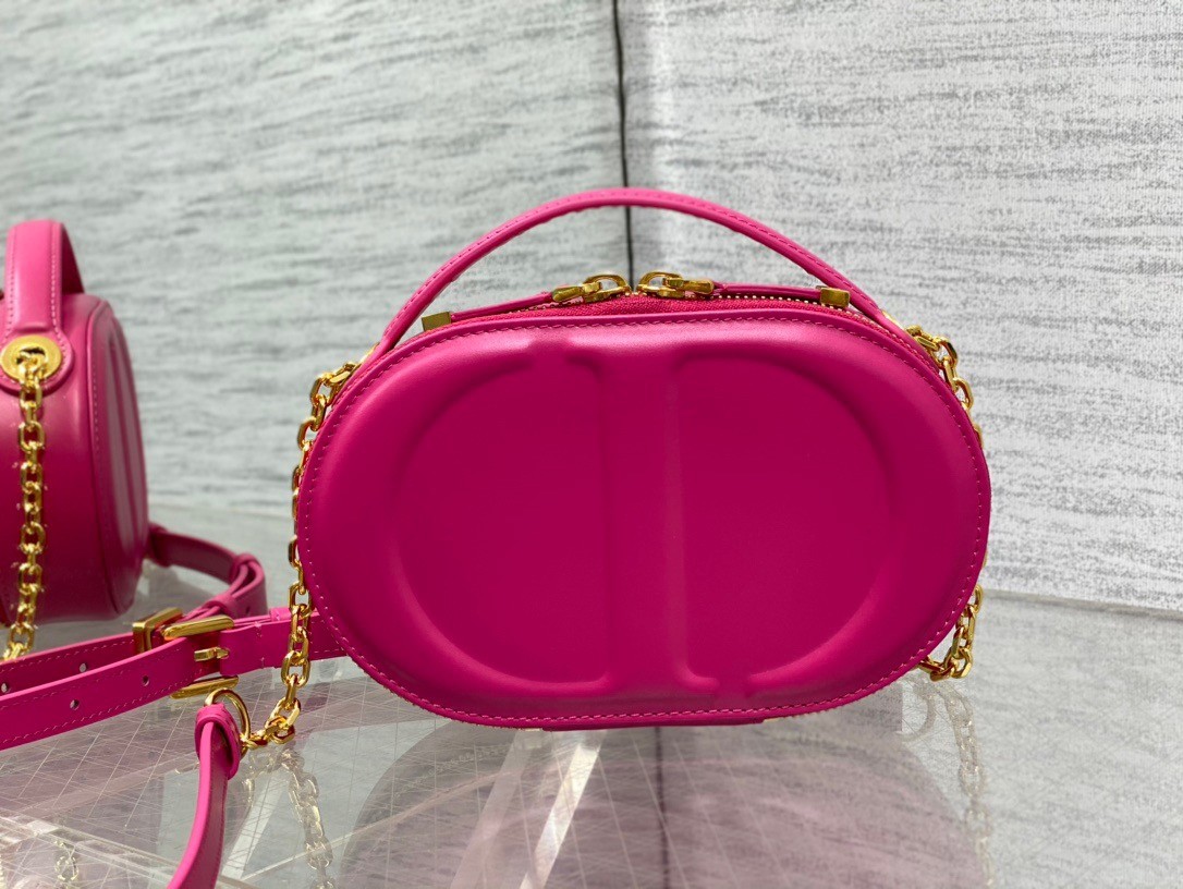 D*or cd signature oval camera bag in rani pink calfskin