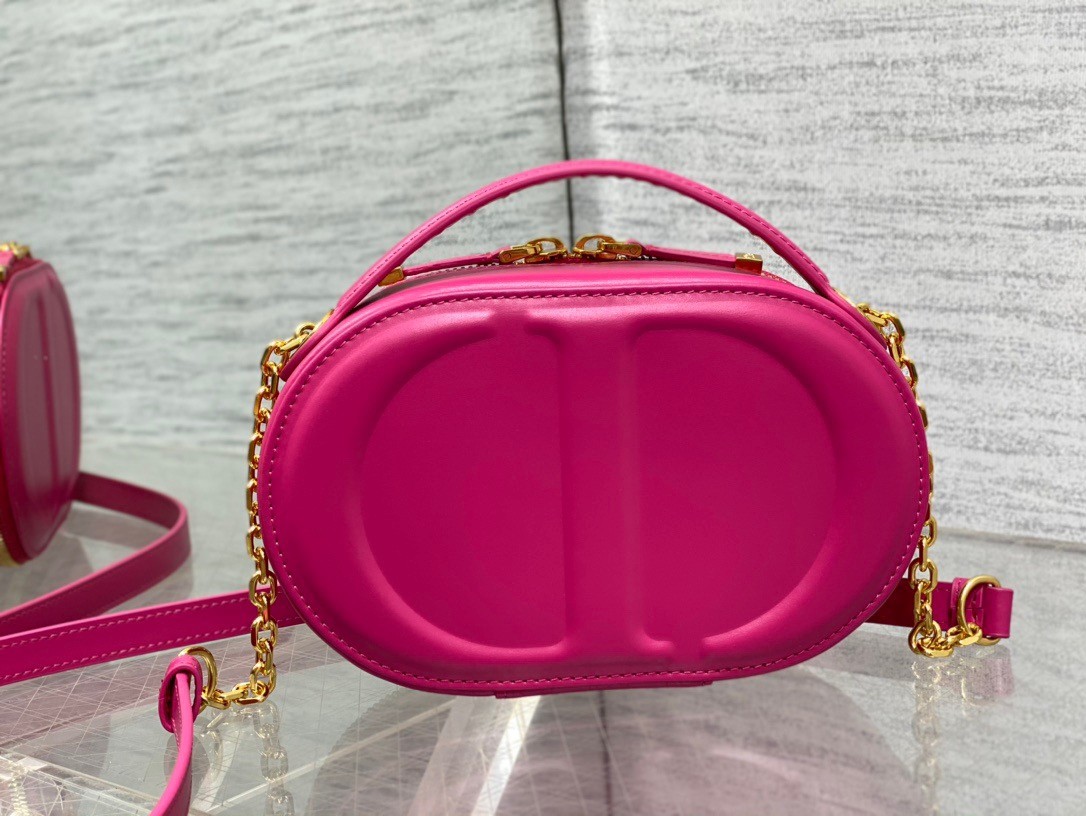 D*or cd signature oval camera bag in rani pink calfskin