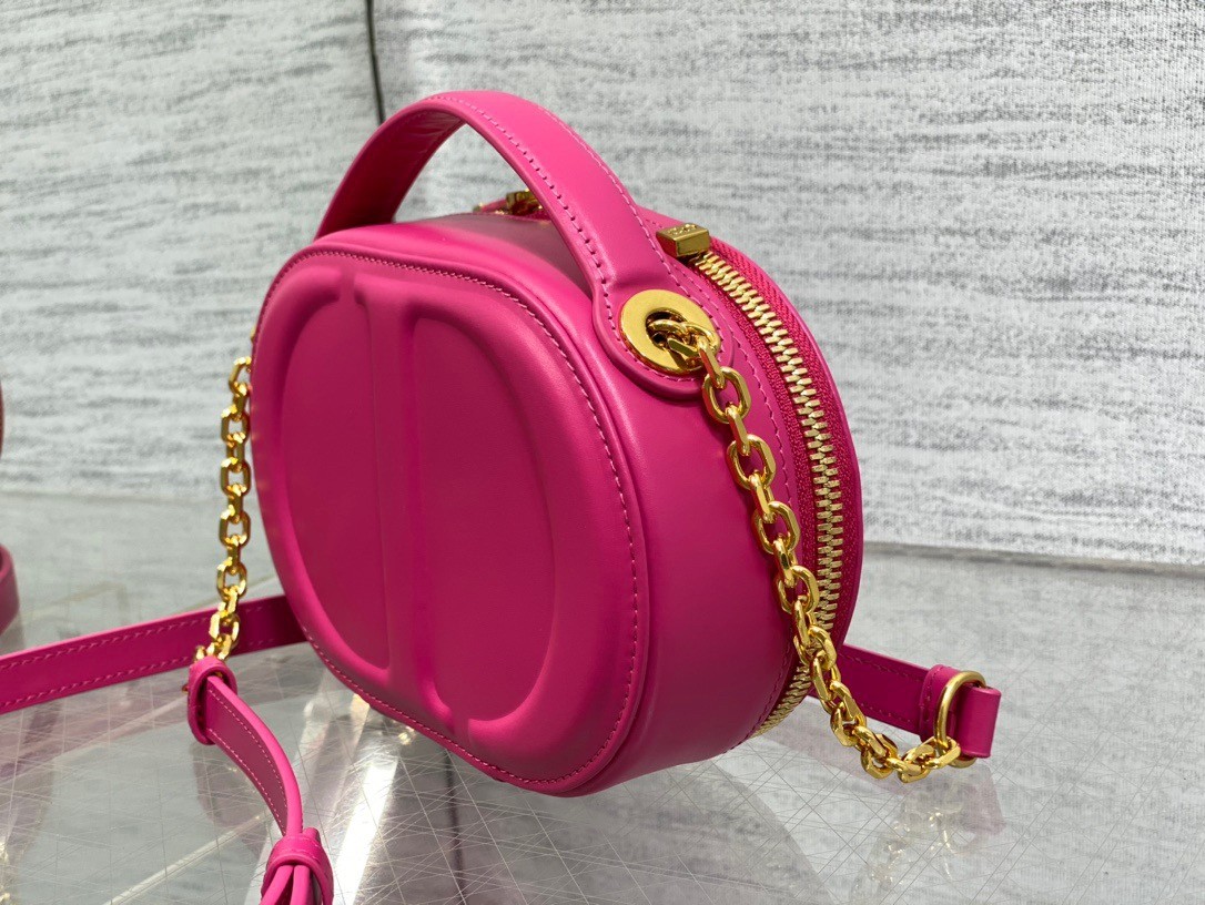 D*or cd signature oval camera bag in rani pink calfskin