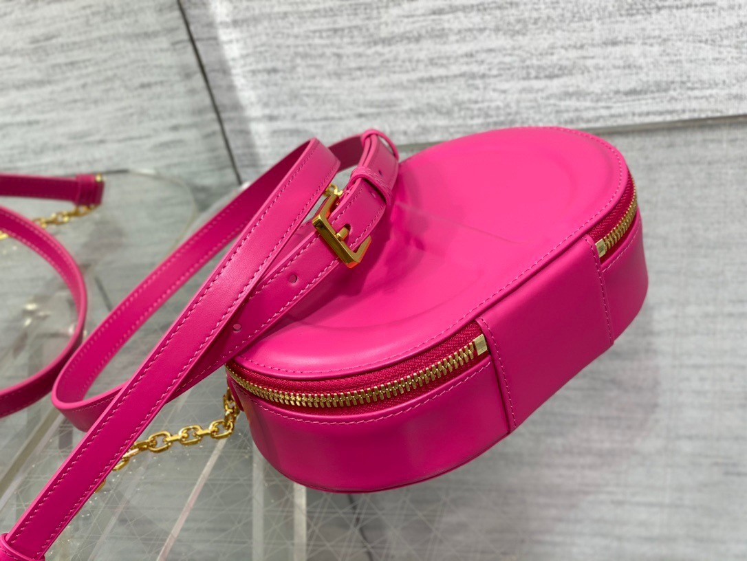 D*or cd signature oval camera bag in rani pink calfskin