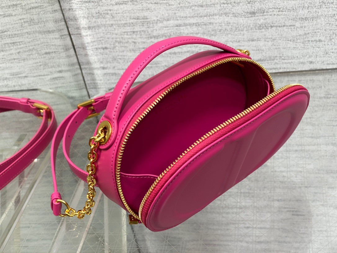 D*or cd signature oval camera bag in rani pink calfskin