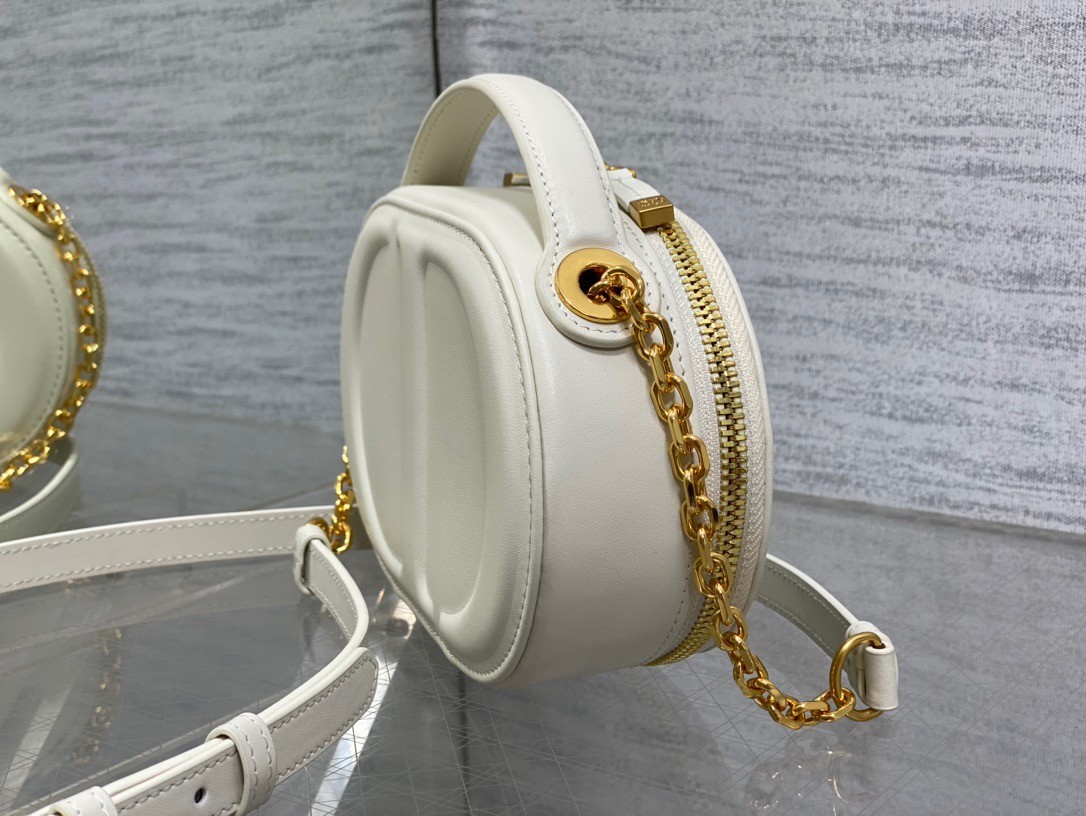 D*or cd signature oval camera bag in white calfskin