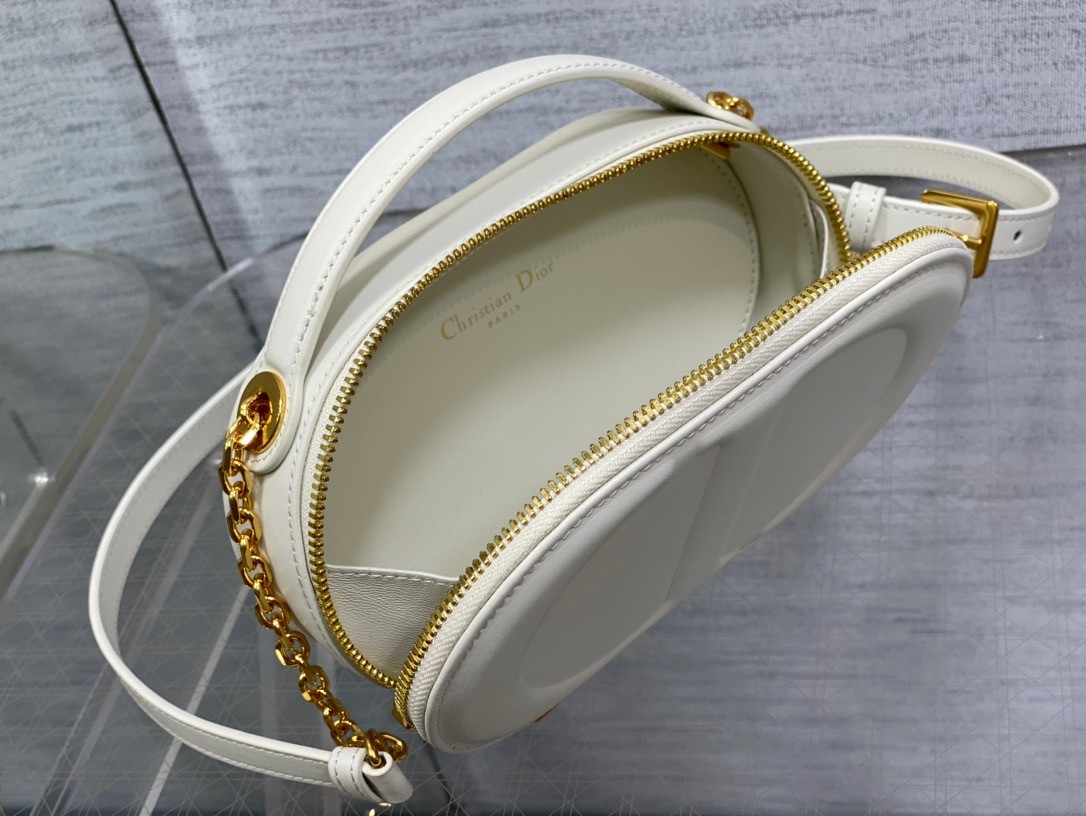 D*or cd signature oval camera bag in white calfskin