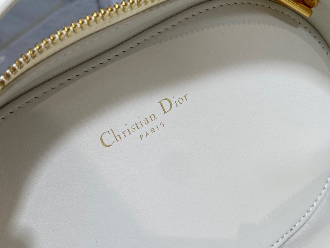D*or cd signature oval camera bag in white calfskin