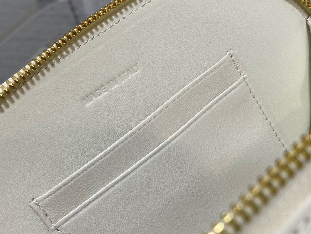 D*or cd signature oval camera bag in white calfskin