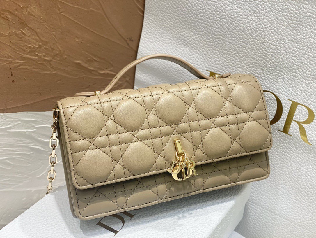 D*or miss D*or mini bag in beige cannage lambskin