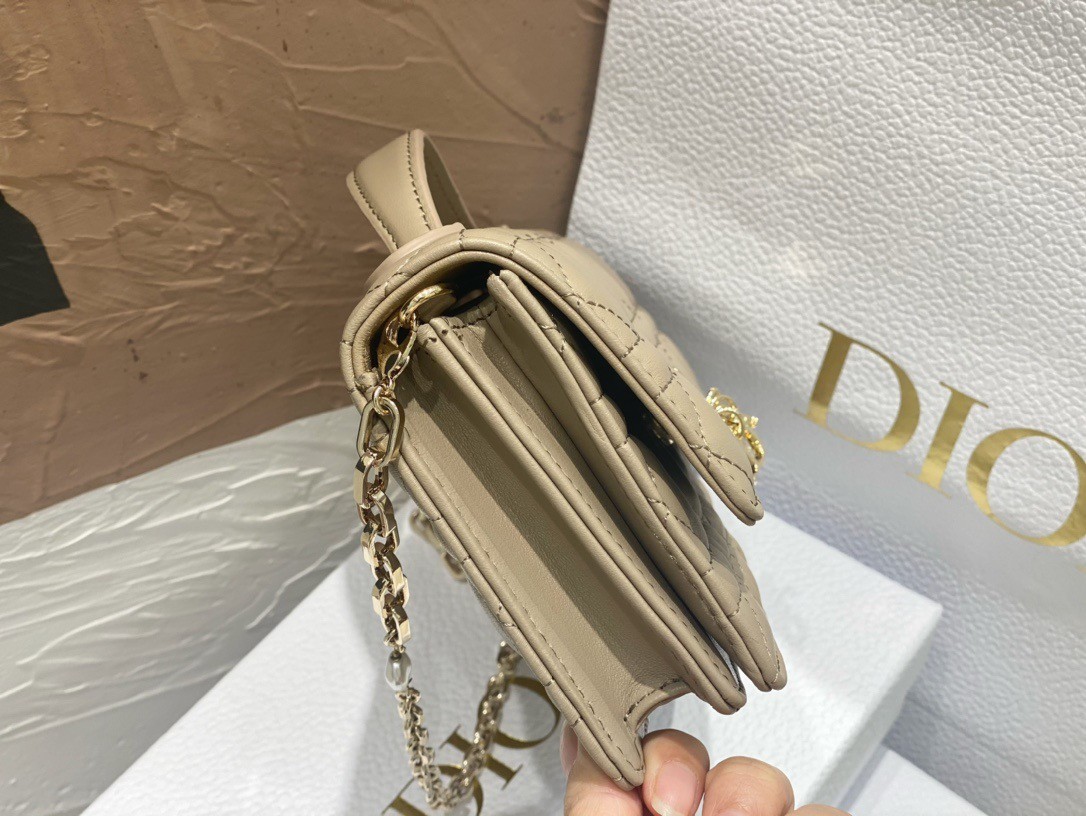 D*or miss D*or mini bag in beige cannage lambskin