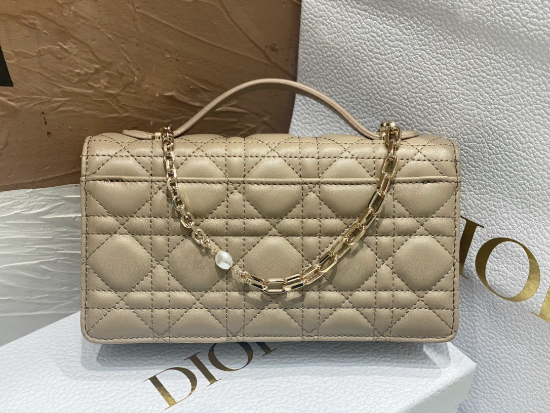 D*or miss D*or mini bag in beige cannage lambskin