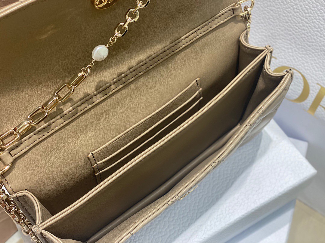 D*or miss D*or mini bag in beige cannage lambskin