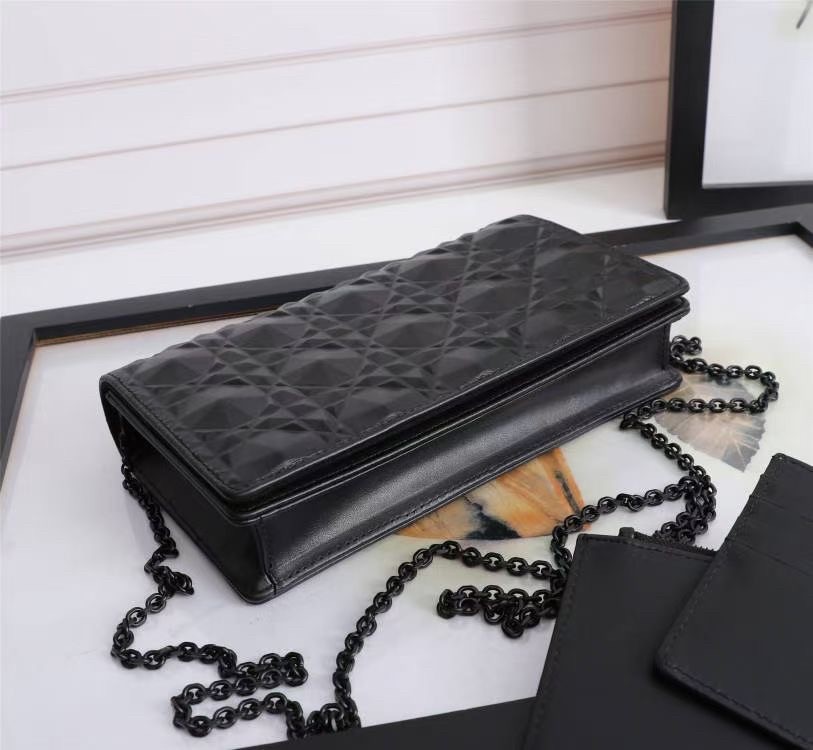 D*or lady D*or pouch in black diamond calfskin