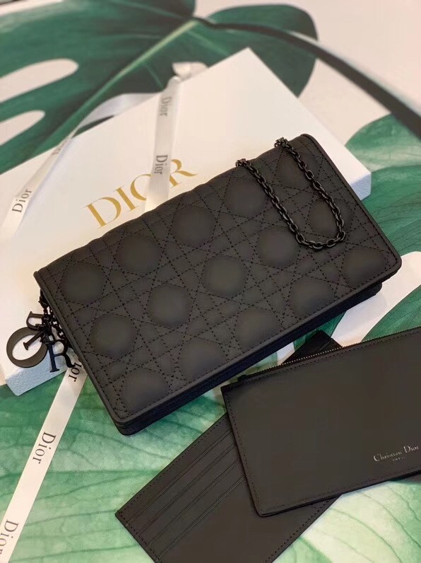 D*or lady D*or ultra black clutch with chain