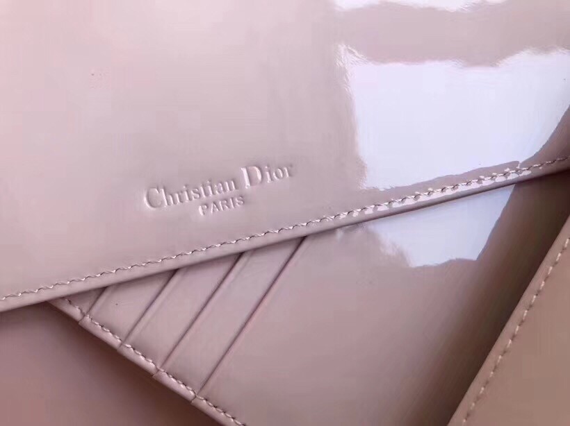 D*or lady D*or clutch with chain in pink patent