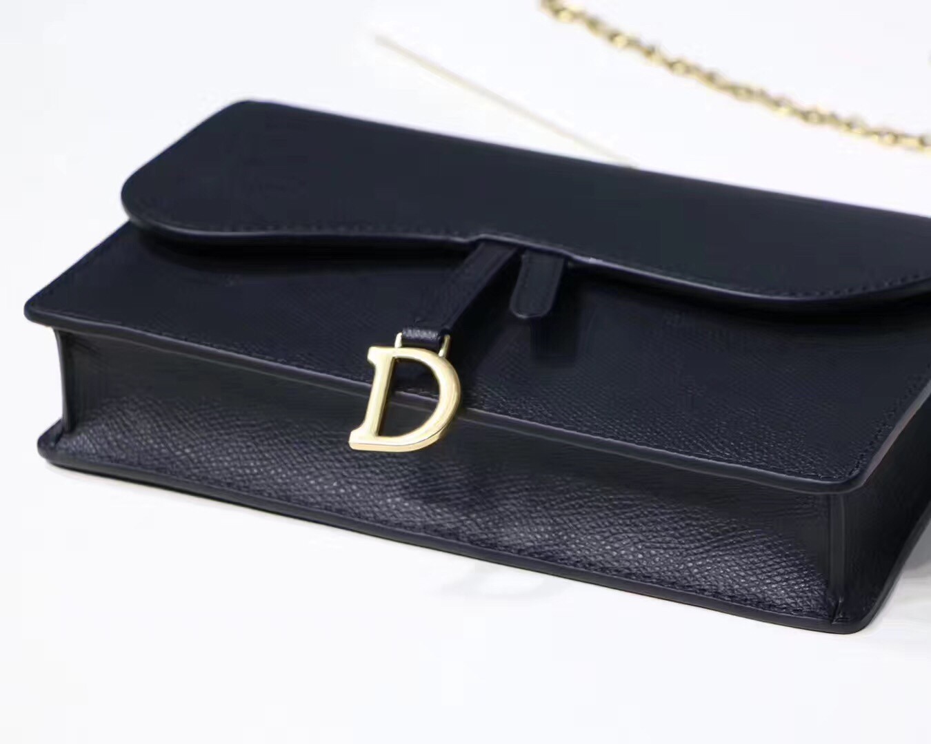 D*or black calskin saddle chain clutch