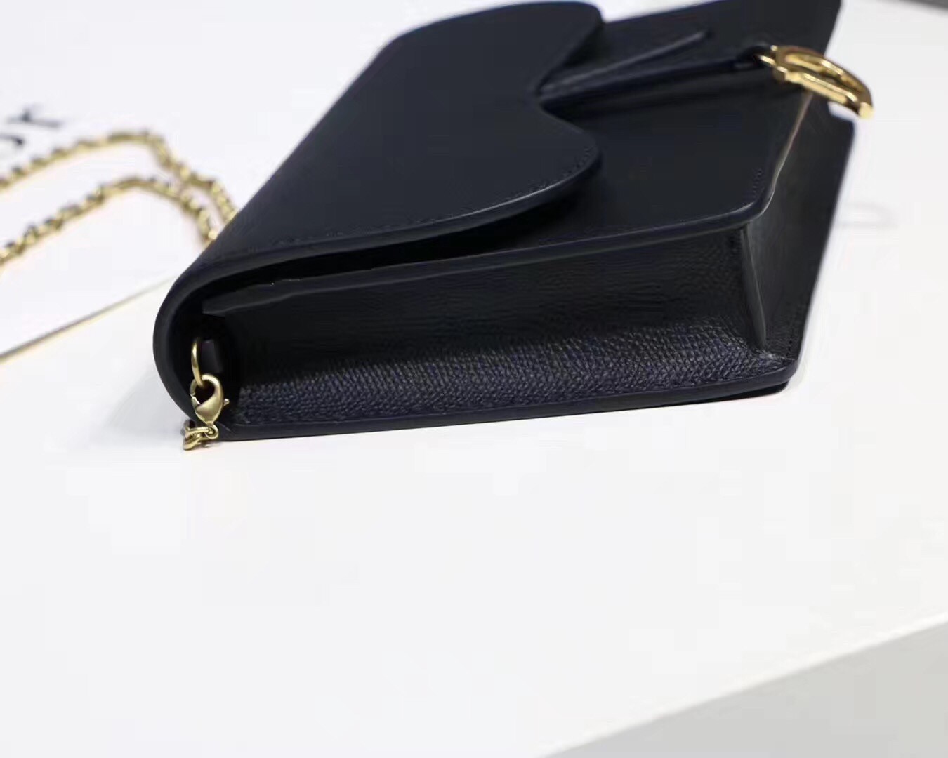 D*or black calskin saddle chain clutch