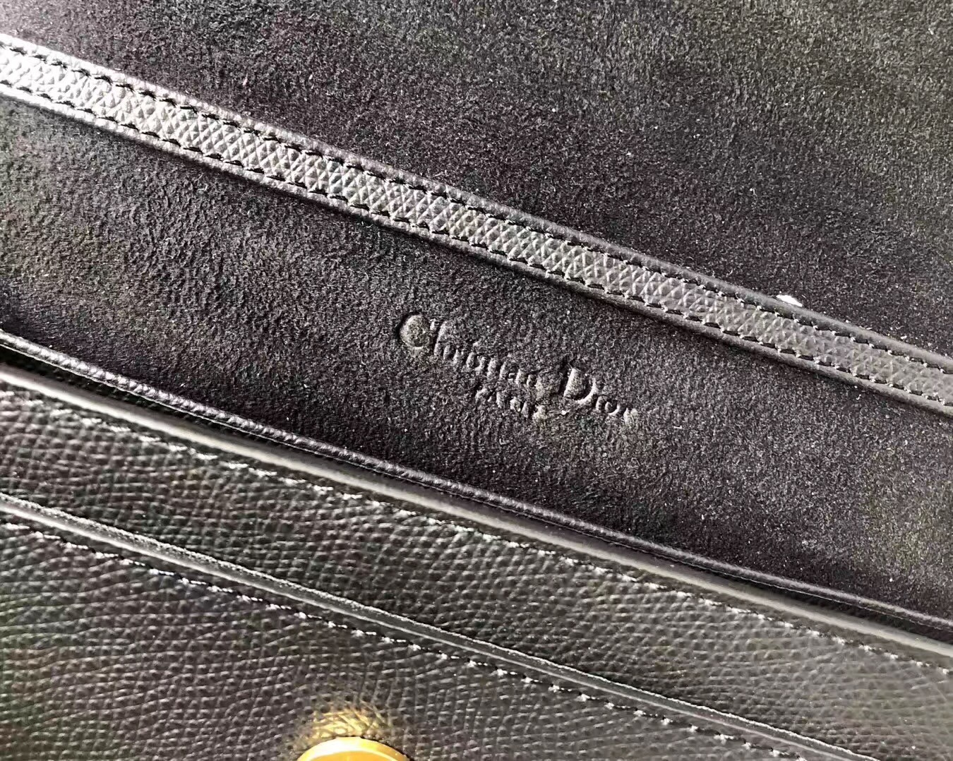 D*or black calskin saddle chain clutch