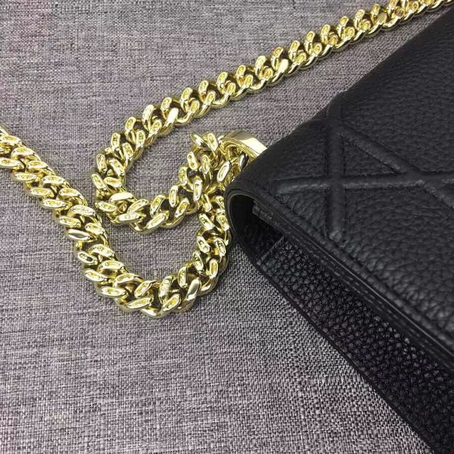 D*or D*orama flap bag in noir grained calfskin