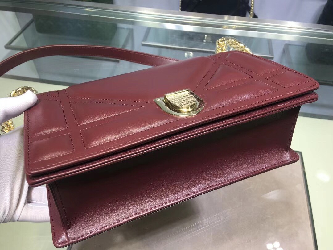 D*or bordeaux D*orama lambskin bag with large cannage motif