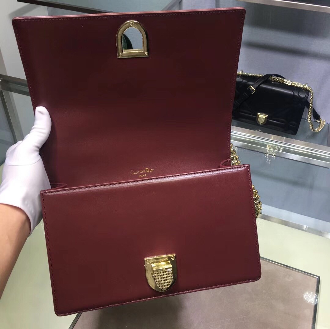 D*or bordeaux D*orama lambskin bag with large cannage motif