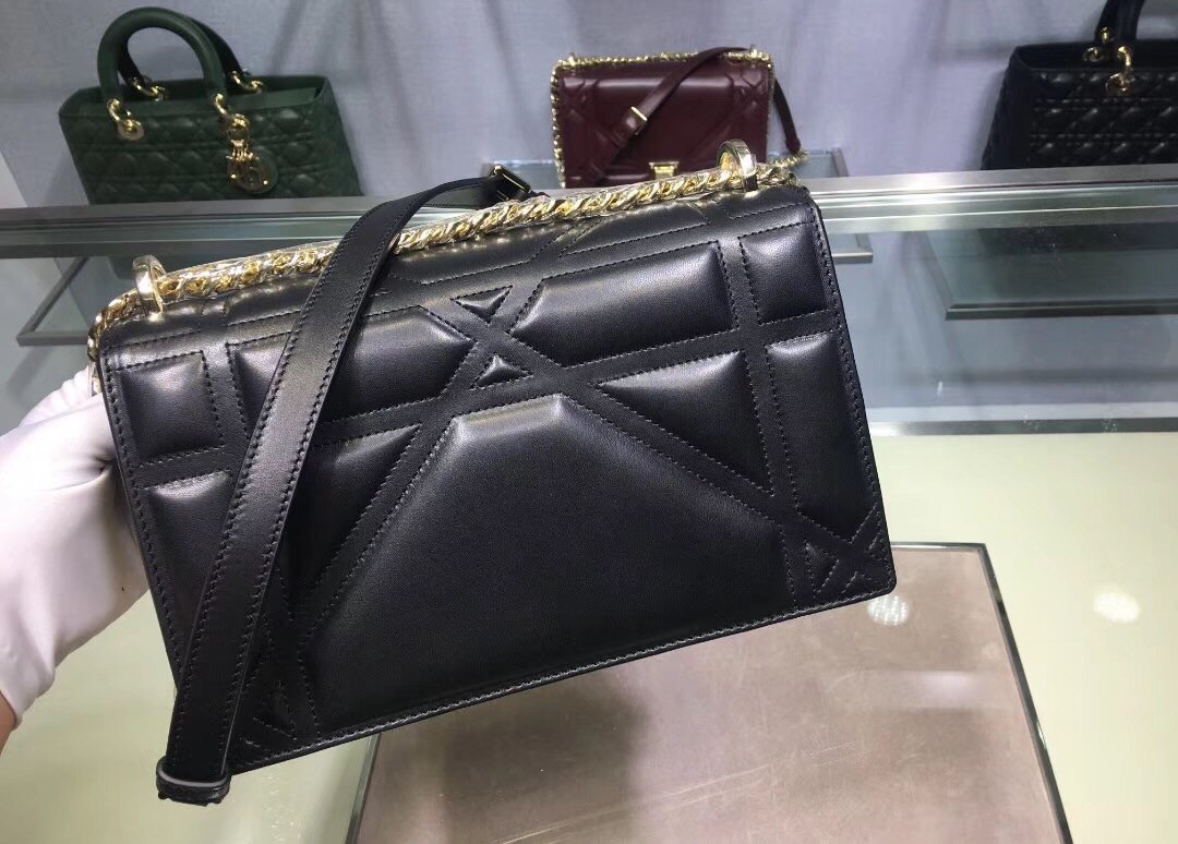 D*or black D*orama lambskin bag with large cannage motif
