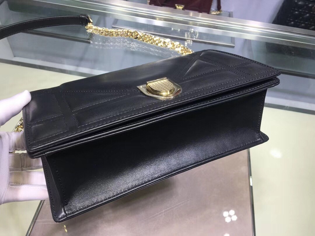 D*or black D*orama lambskin bag with large cannage motif