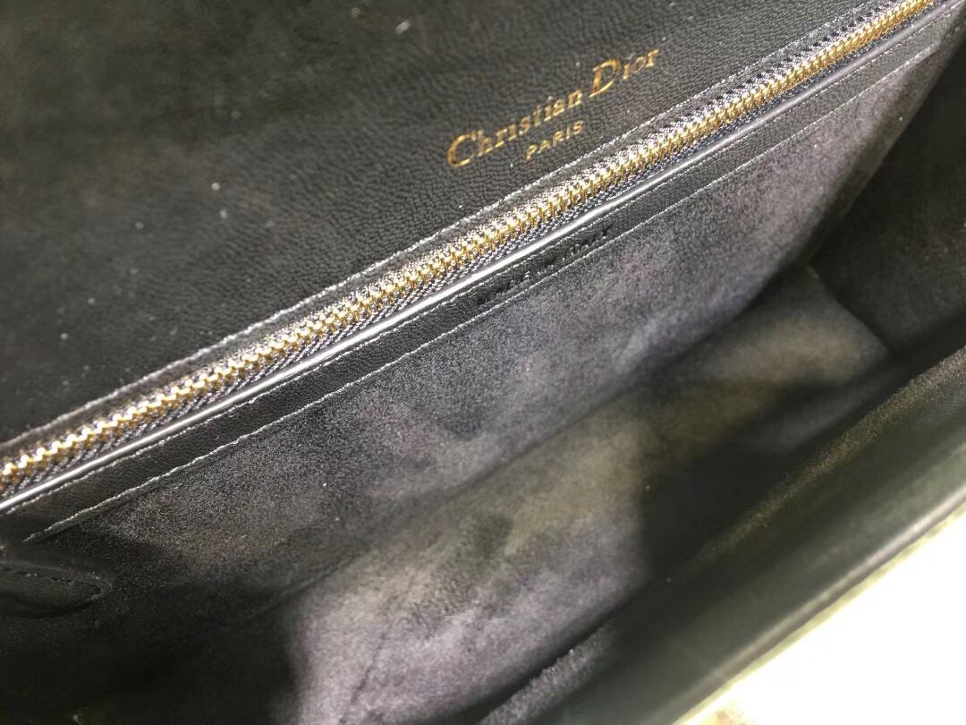 D*or black D*orama lambskin bag with large cannage motif