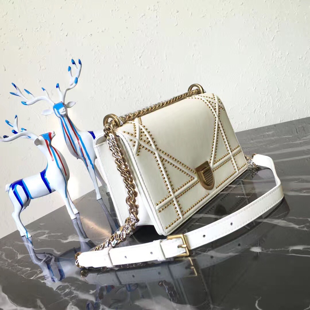 D*or D*orama bag in white studded lambskin
