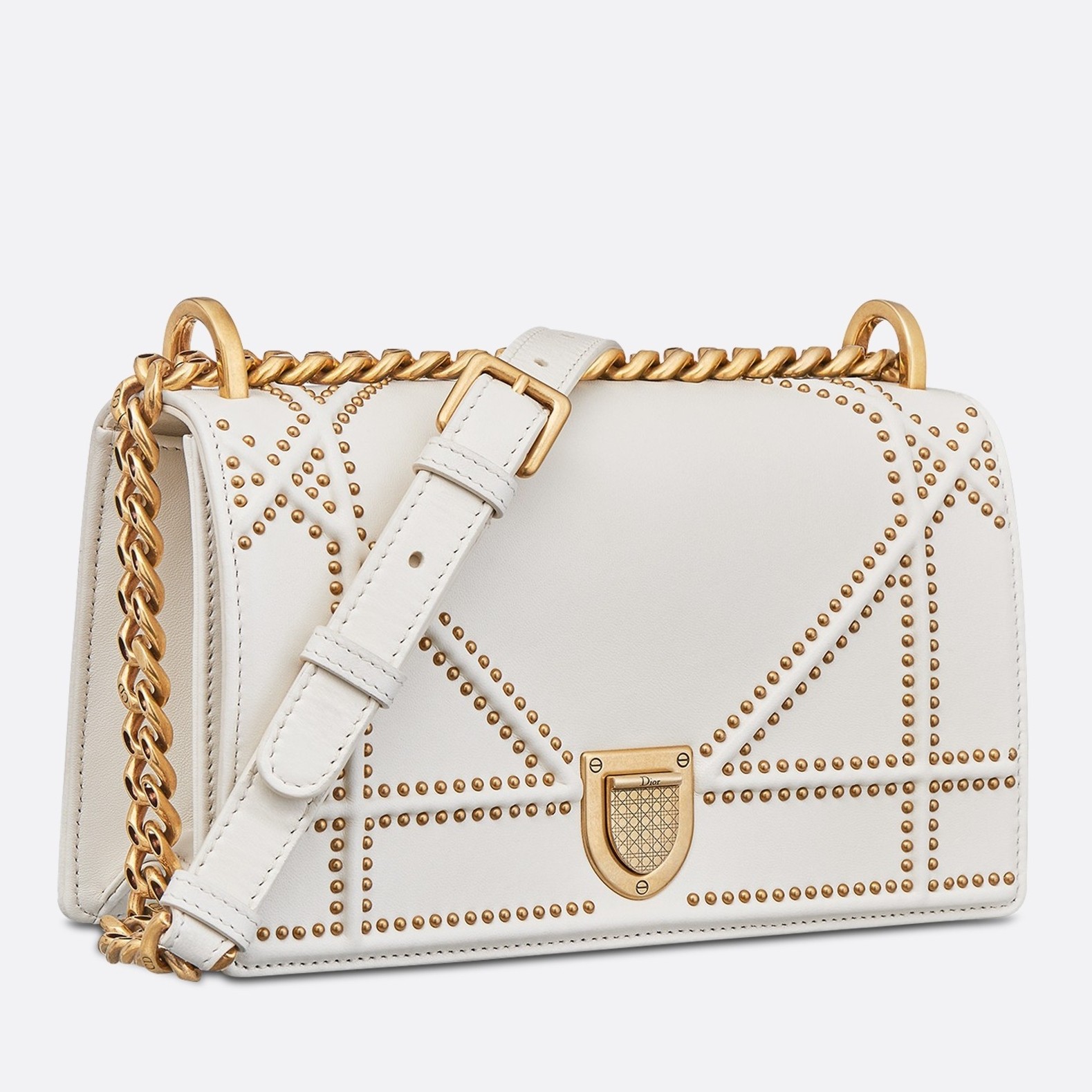 D*or D*orama bag in white studded lambskin
