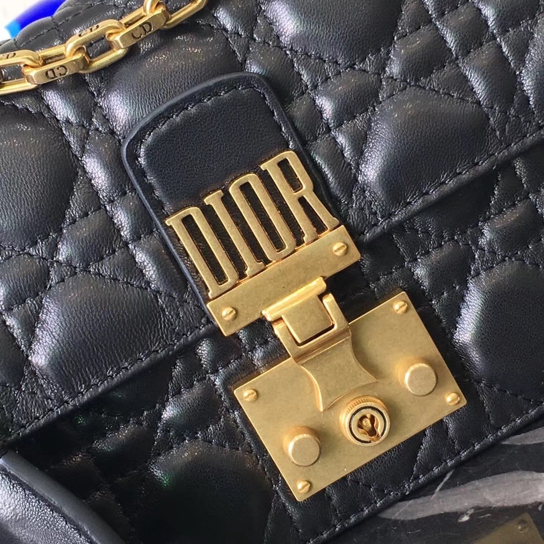 D*or small D*oraddict flap bag in black lambskin