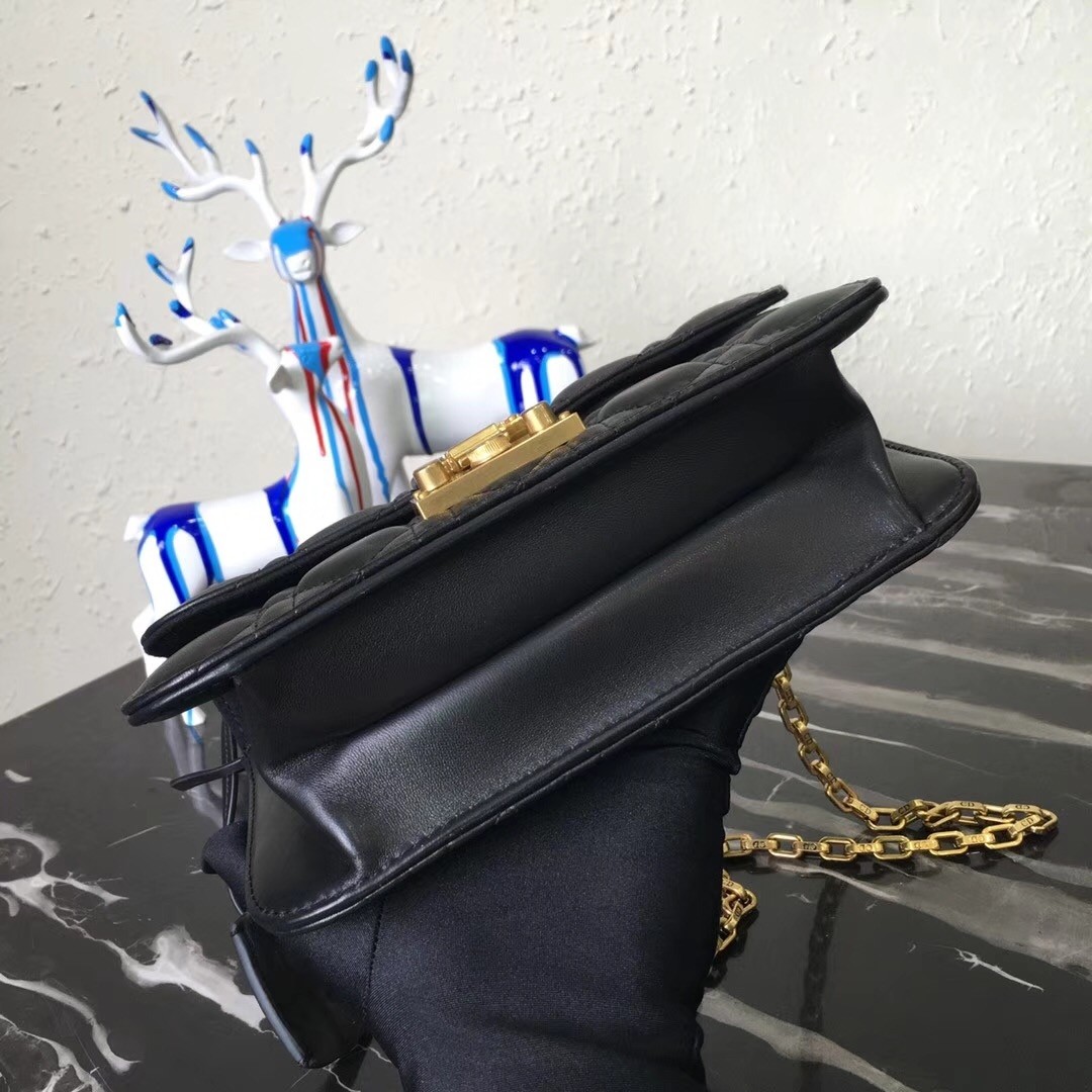 D*or small D*oraddict flap bag in black lambskin
