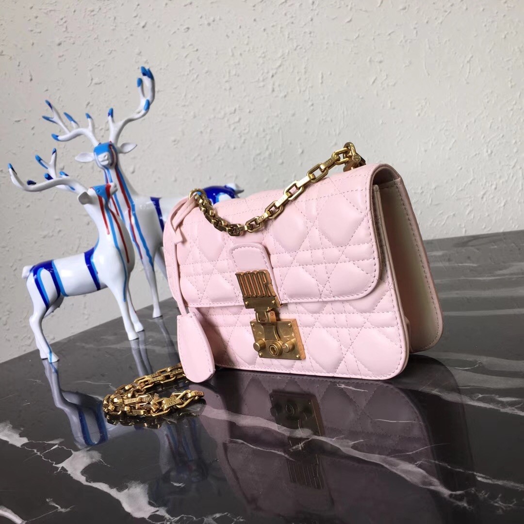 D*or small D*oraddict flap bag in pink lambskin
