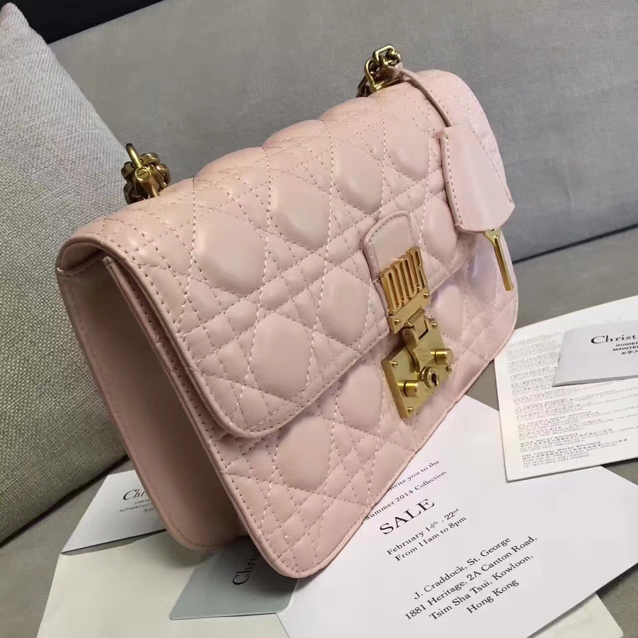 D*or D*oraddict flap bag in pink lambskin