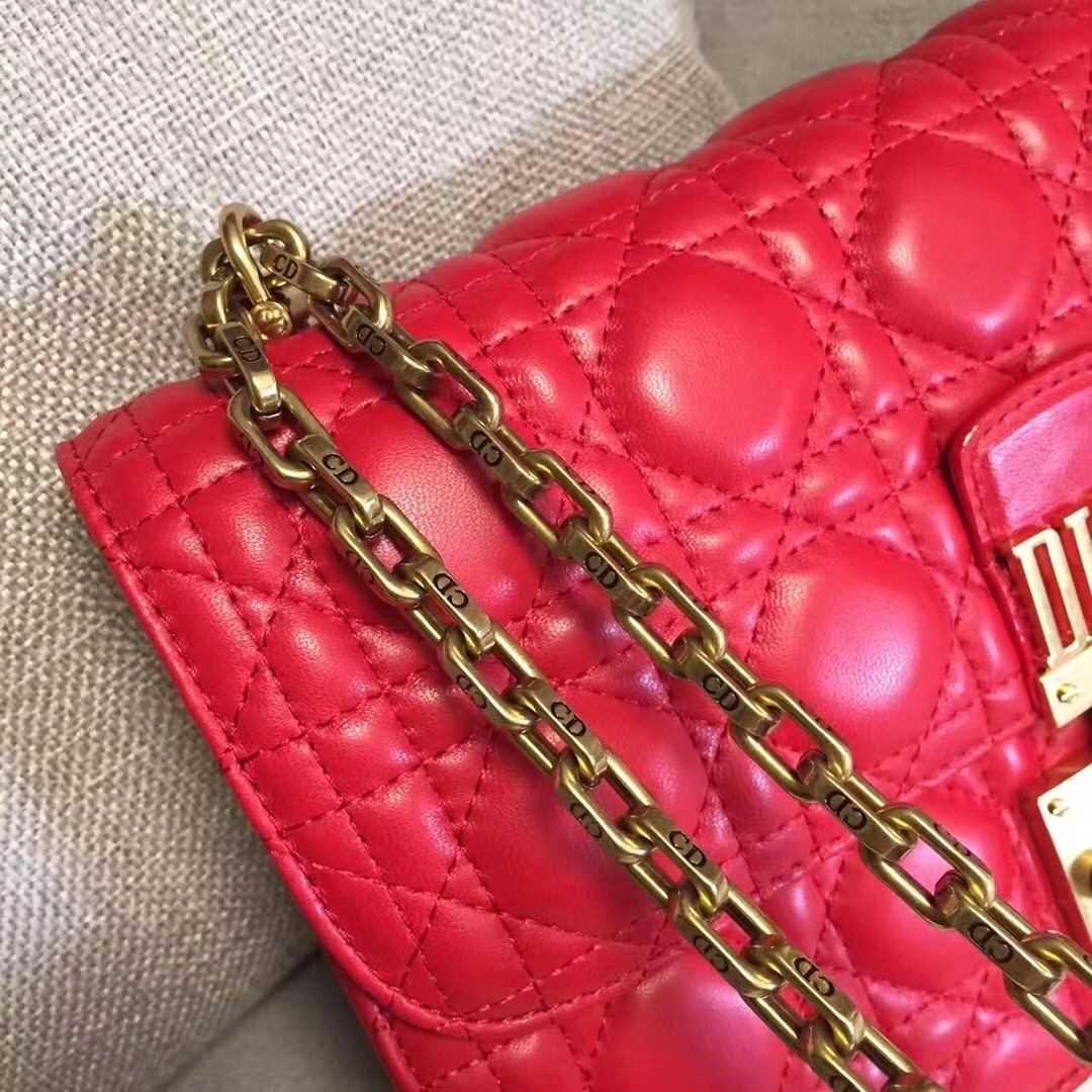 D*or D*oraddict flap bag in red lambskin