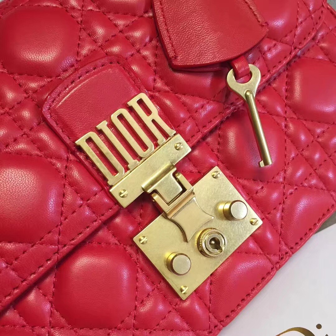 D*or D*oraddict flap bag in red lambskin