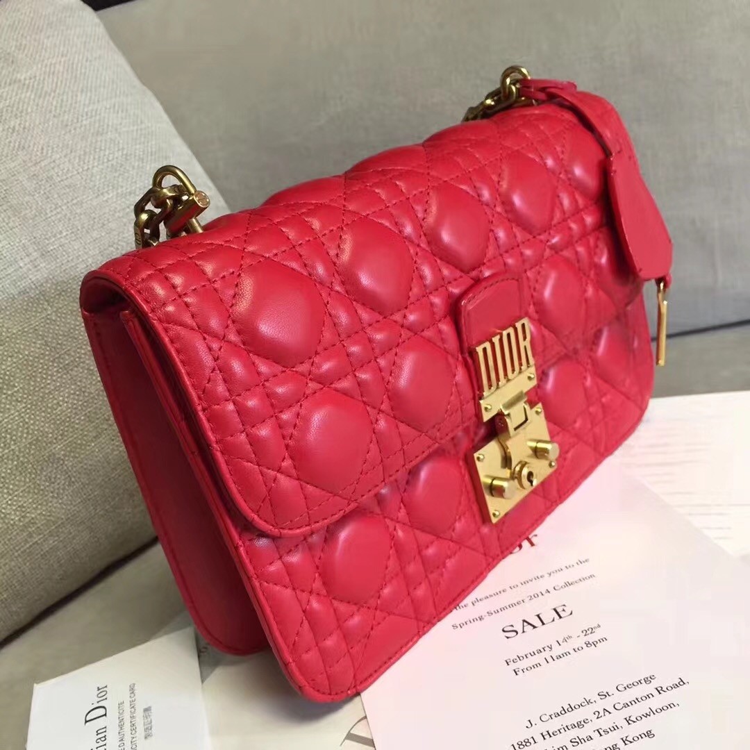 D*or D*oraddict flap bag in red lambskin