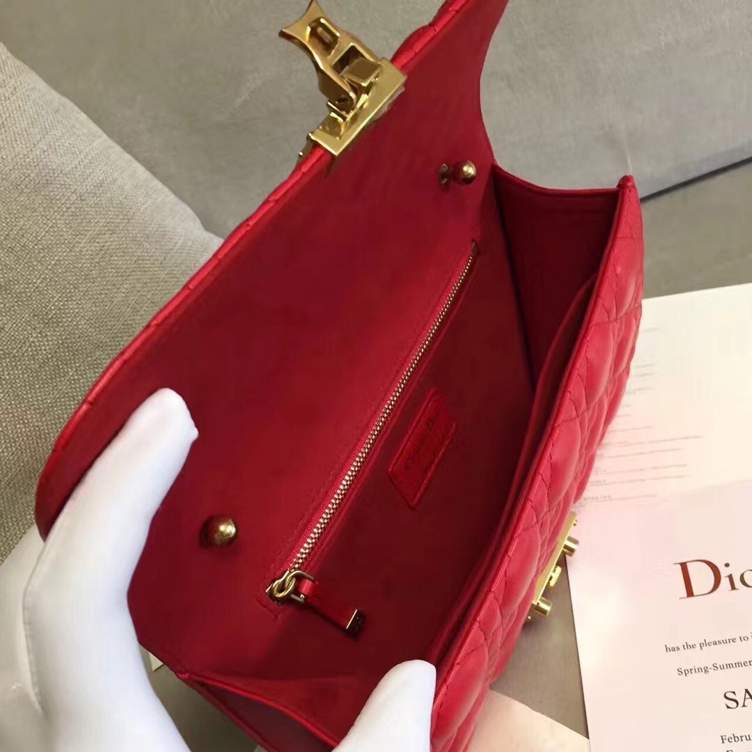 D*or D*oraddict flap bag in red lambskin