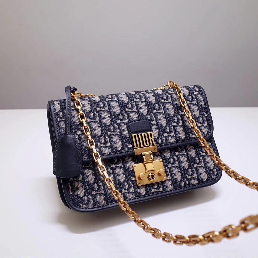 D*or D*oraddict flap bag in blue oblique canvas