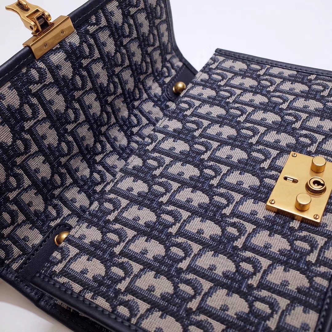 D*or D*oraddict flap bag in blue oblique canvas