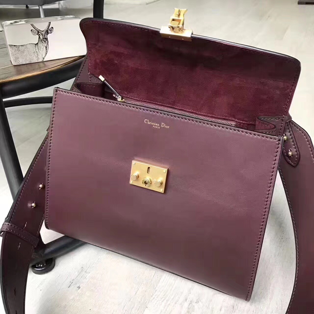D*or D*oraddict tote bag in bordeaux calfskin