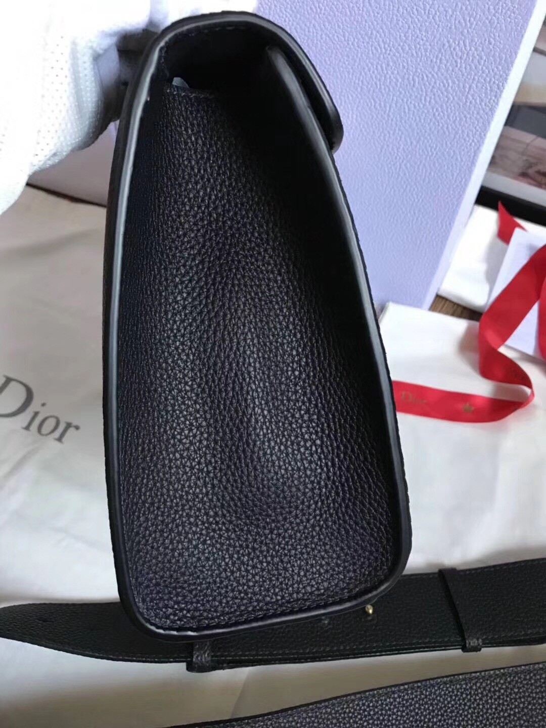 D*or D*oraddict tote bag in black grained leather