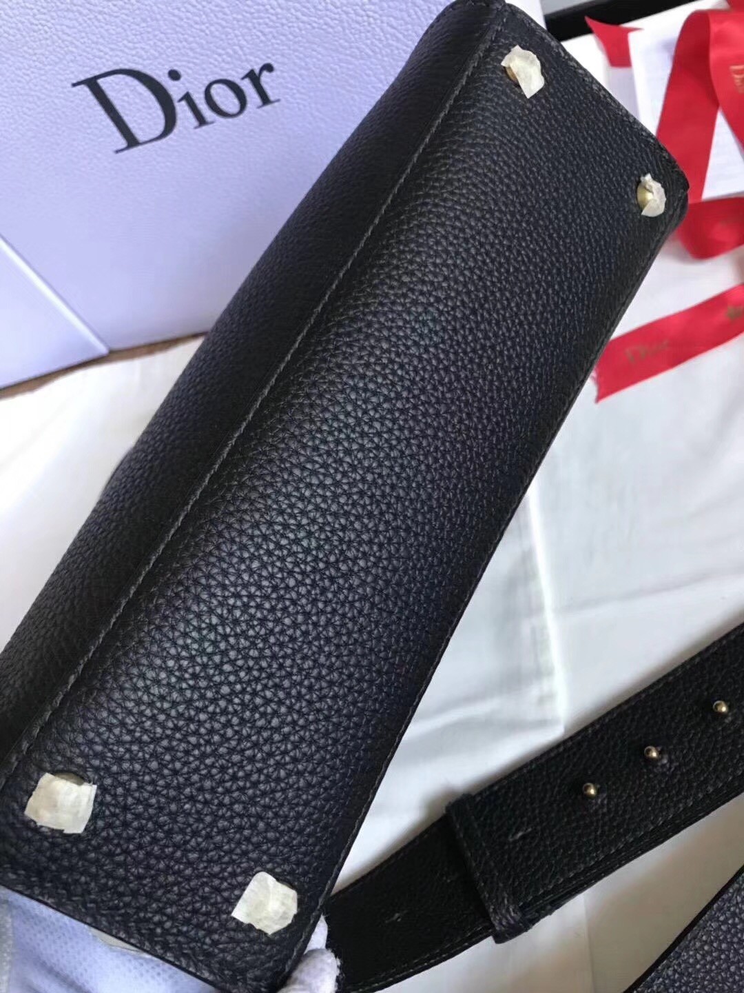 D*or D*oraddict tote bag in black grained leather